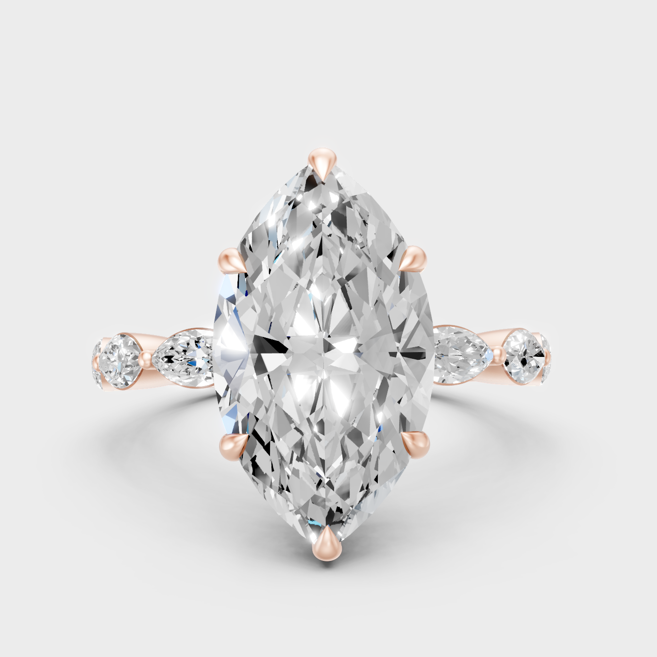 Romantic 18K Rose Gold Engagement Ring With Marquise Lab Diamond